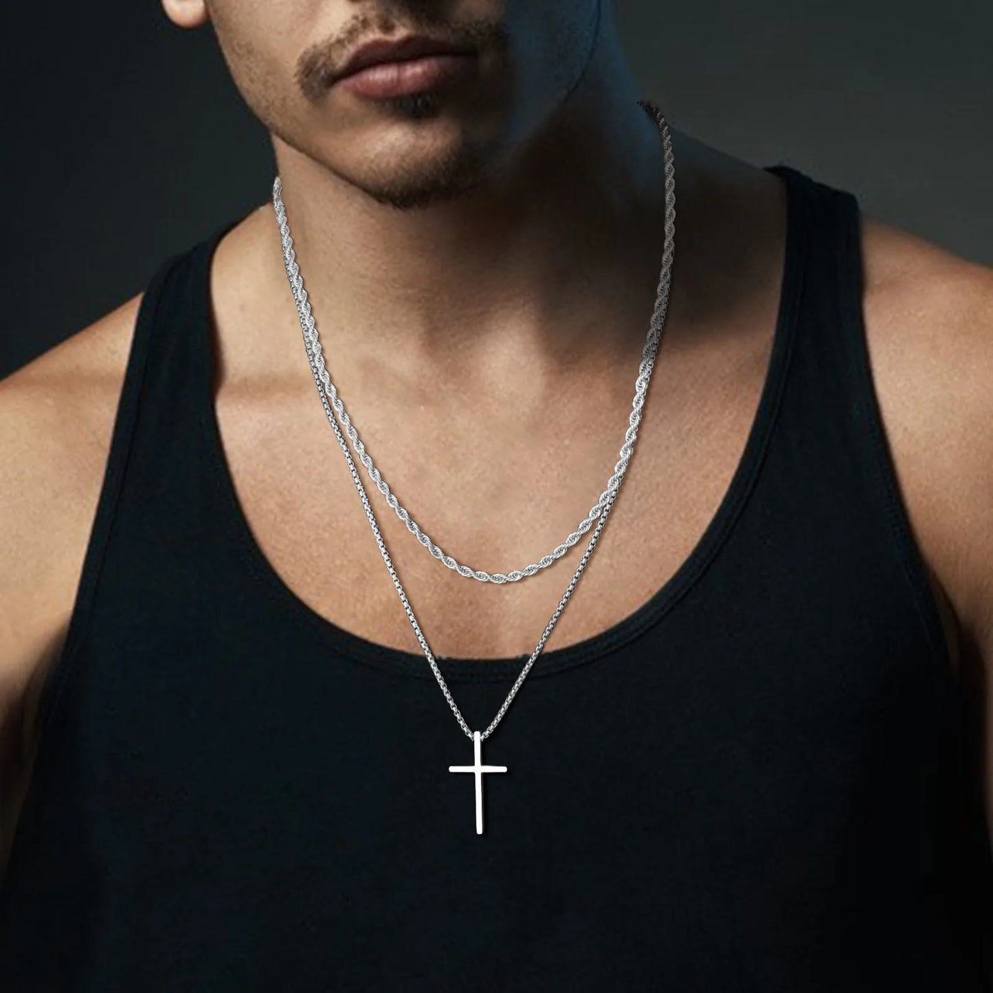 Cross Pendant Rope Chain