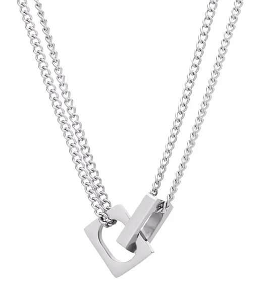 Double Block Lock Necklace